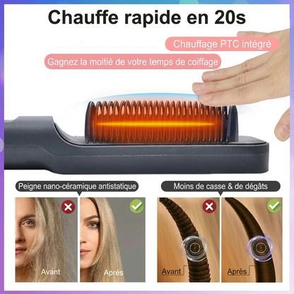 Electric Hot Comb Multifunctional Straight Hair Straightener Comb Negative Ion Anti-Scalding Styling Tool Straightening Brush