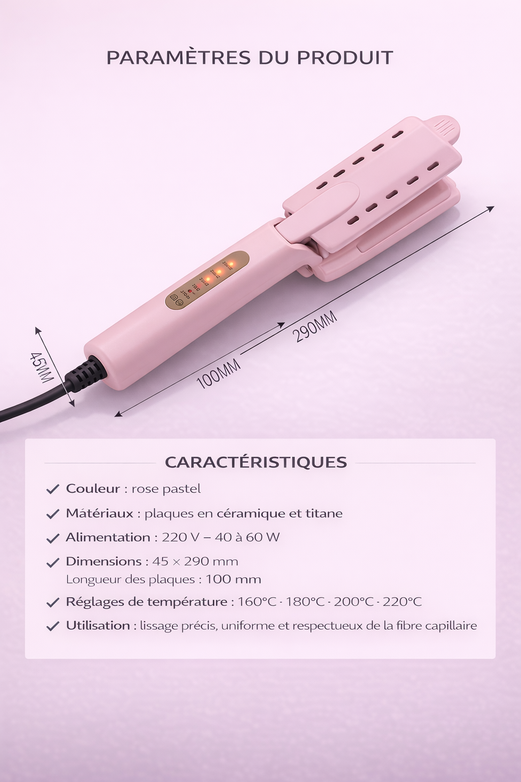 Lisseur Céramique Ionique Tourmaline – Cheveux Lisses & Brillants en Quelques Minutes