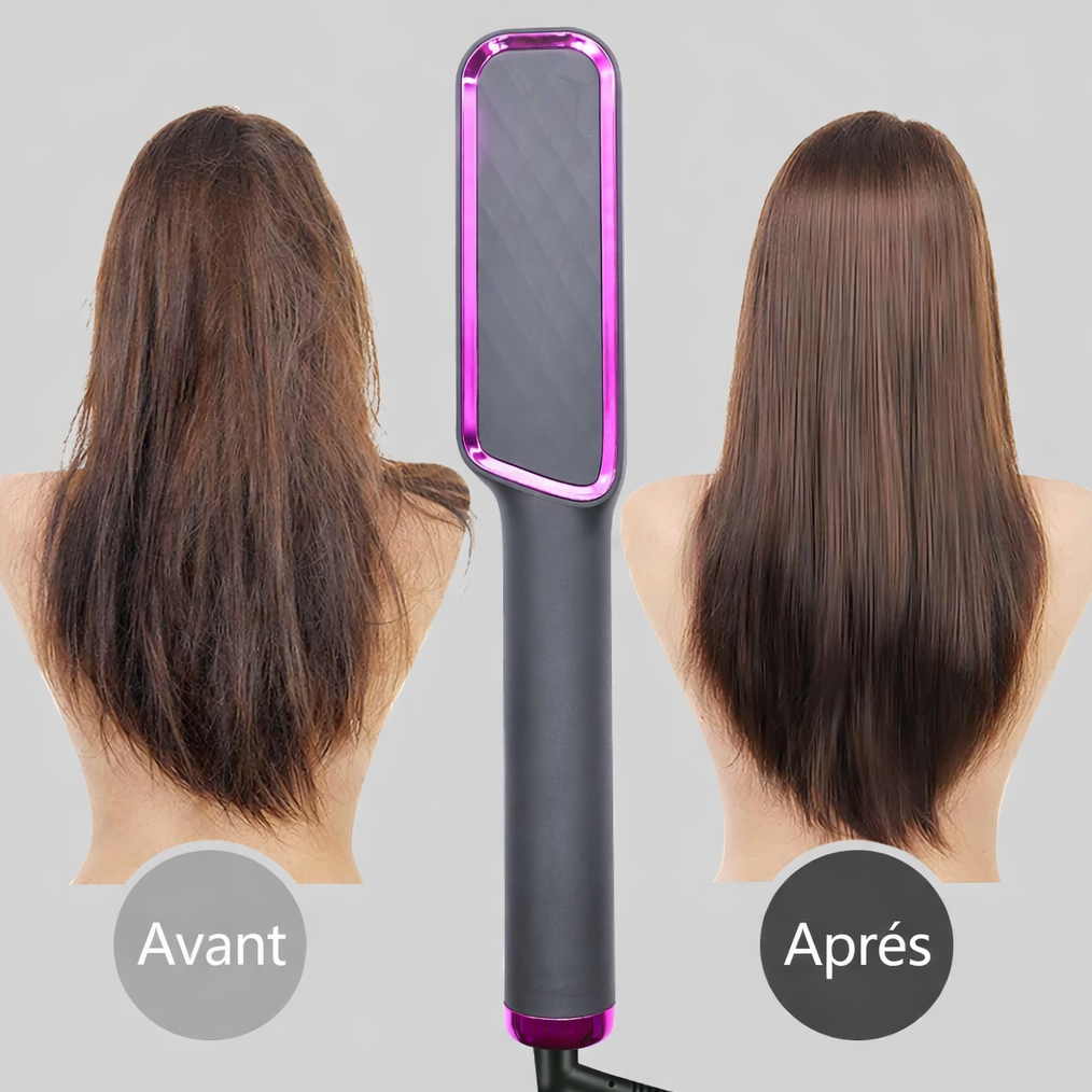 Brosse Chauffante Lissante à Ions Négatifs LED