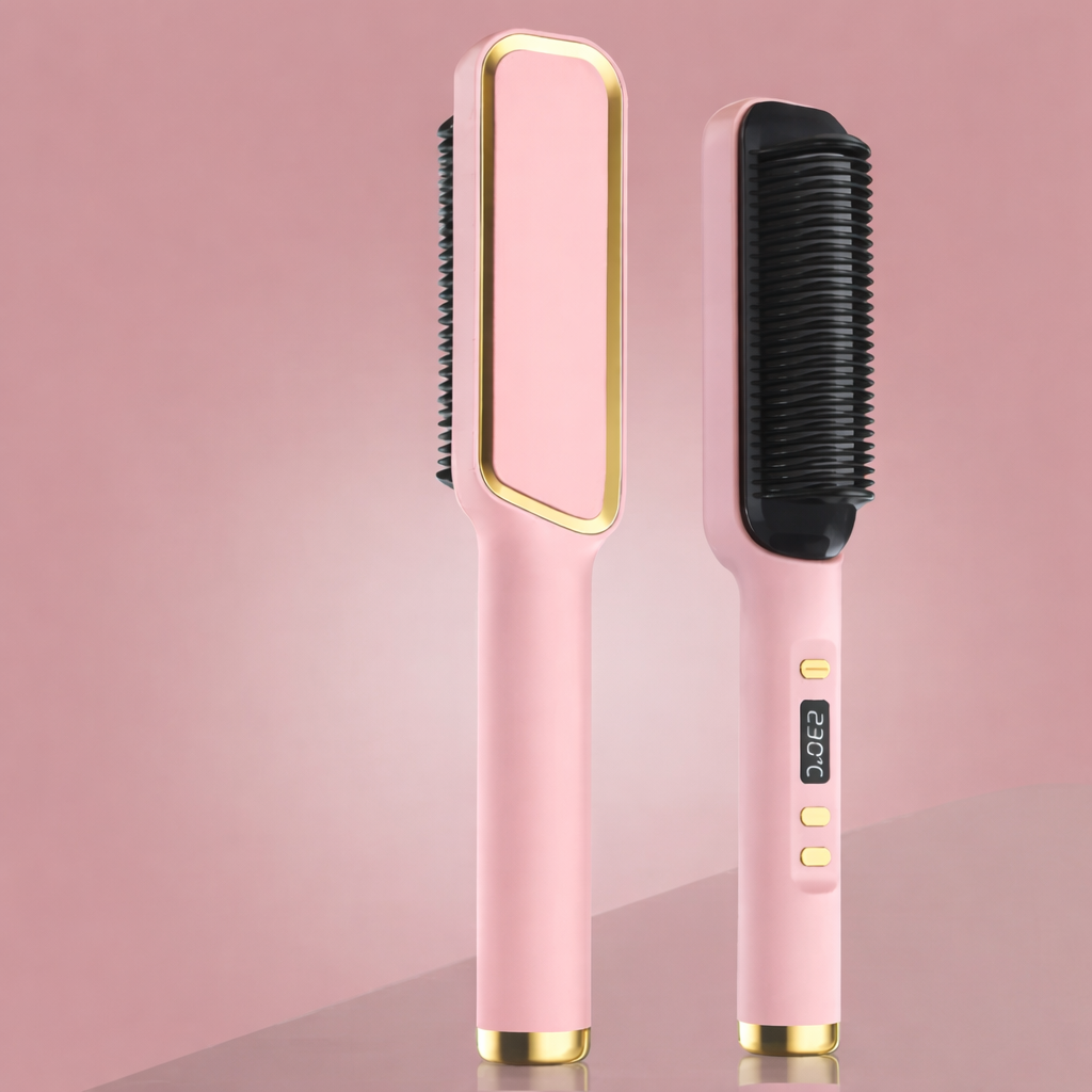 Brosse Chauffante Lissante à Ions Négatifs LED