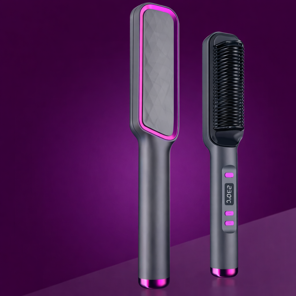 Brosse Chauffante Lissante à Ions Négatifs LED