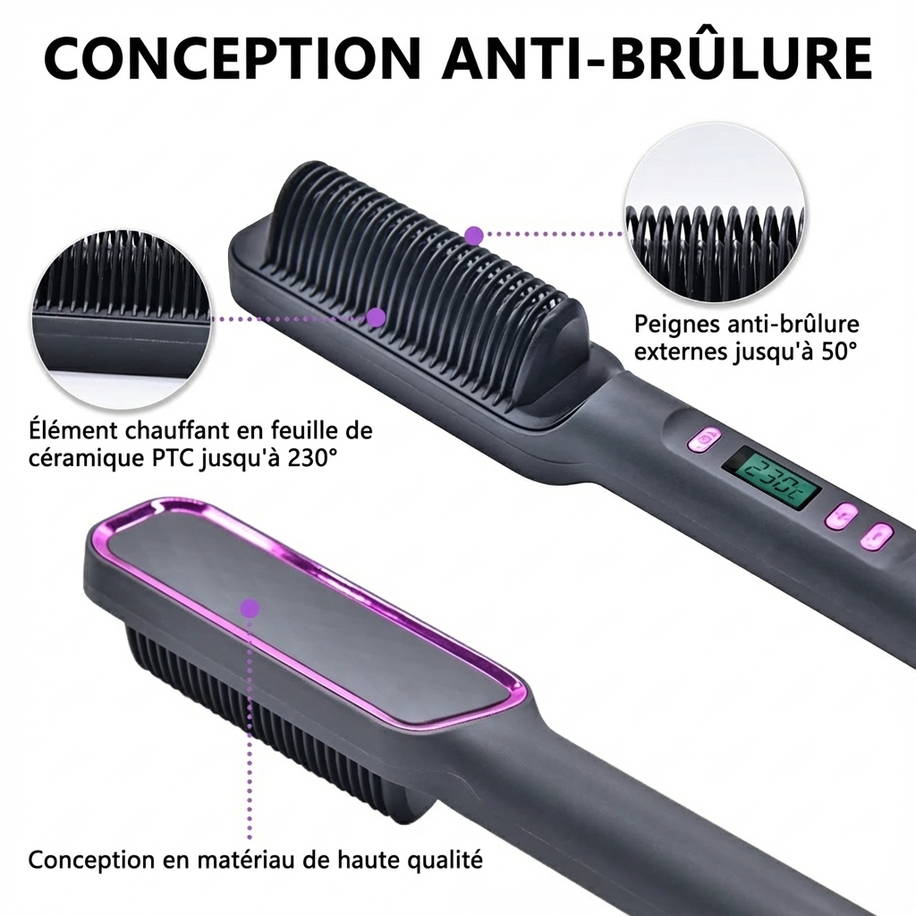 Electric Hot Comb Multifunctional Straight Hair Straightener Comb Negative Ion Anti-Scalding Styling Tool Straightening Brush